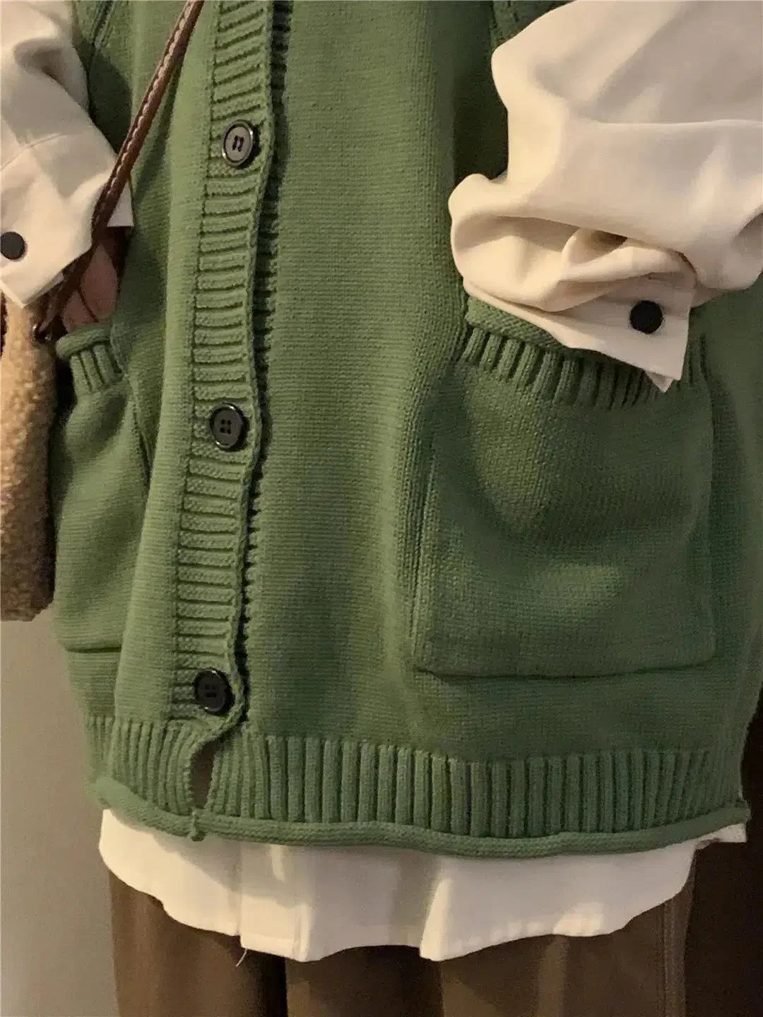 Brownm Academia Deep V-Neck Sleeveless Cardigan