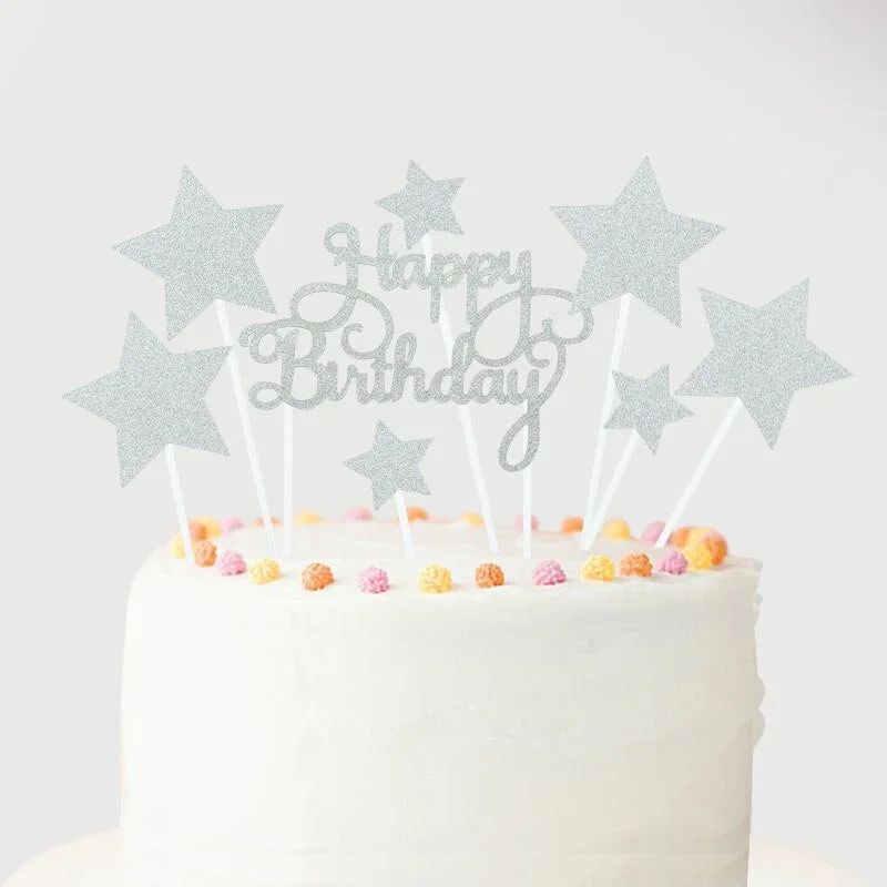 1Set Rose Gold Happy Birthday Cake Toppers with Confetti Balloons Kids Birthday Party Decoration Baby Shower Favor Wedding Decor