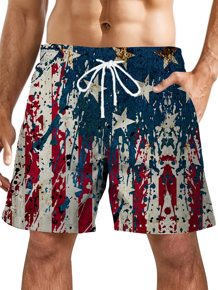Men's Summer Beach USA Flag Print Shorts