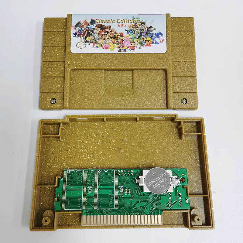 16 Bit Game Card - Super 68 in 1 Classic Collection SNES Multicart Super NES Games Cartridge for Retro SNES Game Console | English Language NTSC US Version