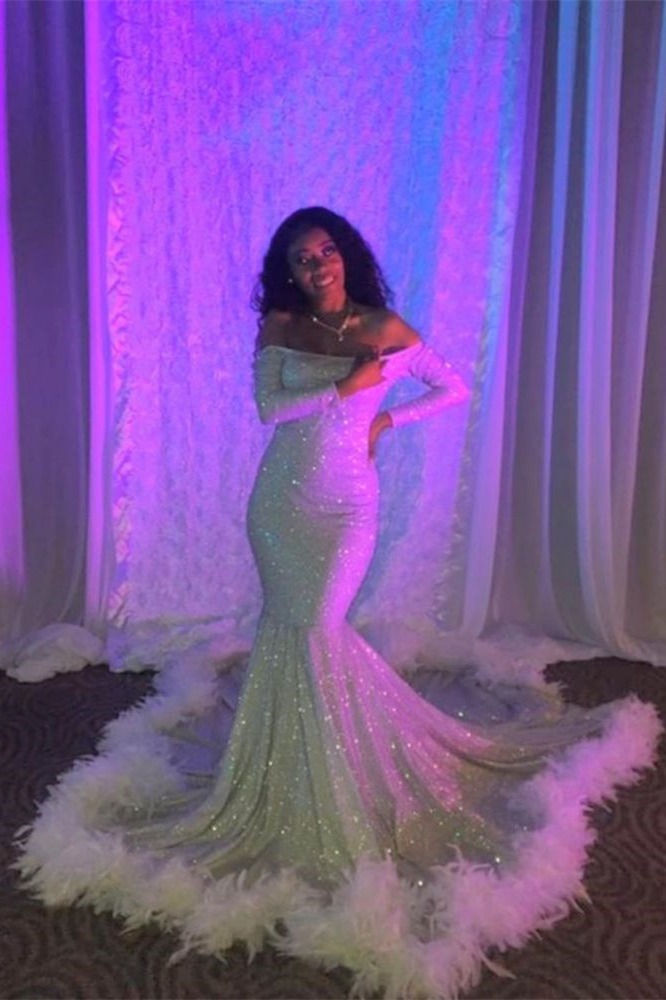 Fuchsia Off the Shoulder Mermaid Satin Long Prom Dress main image 1