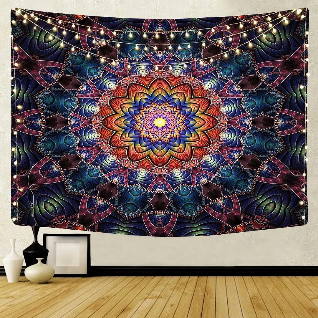 Indian Mandala Tapestry Wall Hanging Psychedelic Boho Decor Wall Cloth Tapestries Trippy Mandala Hippie Wall Tapestry Carpet