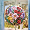 (Upgrade Size)DIY Diamond Painting Art Double Sided Effect Pendant Colorful Animal Hanging Ornament Kit(Flowers)