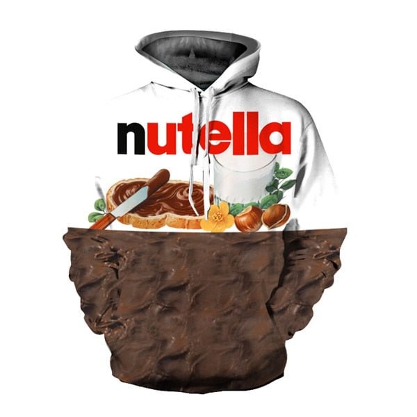 New 3D Sweatshirts Hoodies Women/Men Oversized Hoodie Print Nutella Food Christmas Tie Die Casual Style Brand Pullovers Tops