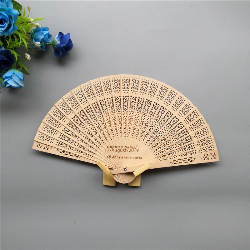 Wooden Fan Chinese Sandalwood Fan Antique Portable Hollow All Wooden Fan Vintage Daily Folding Fan Women's Folding Fan