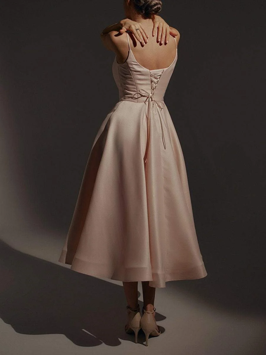 Elegant A-Line Midi Slip Dress