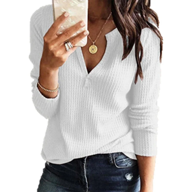 V-neck long sleeve top