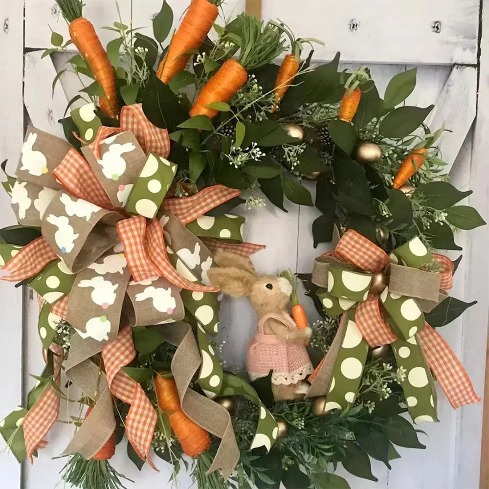 Easter Carrot Bunny Decorative Wreath Door Hanging