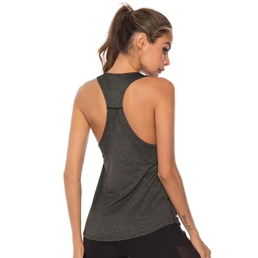 Women Sleeveless Fitness Yoga Shirts Racerback Sport Yoga Tank Tops Quick Dry Athletic Running Vest Workout Training T Shirt