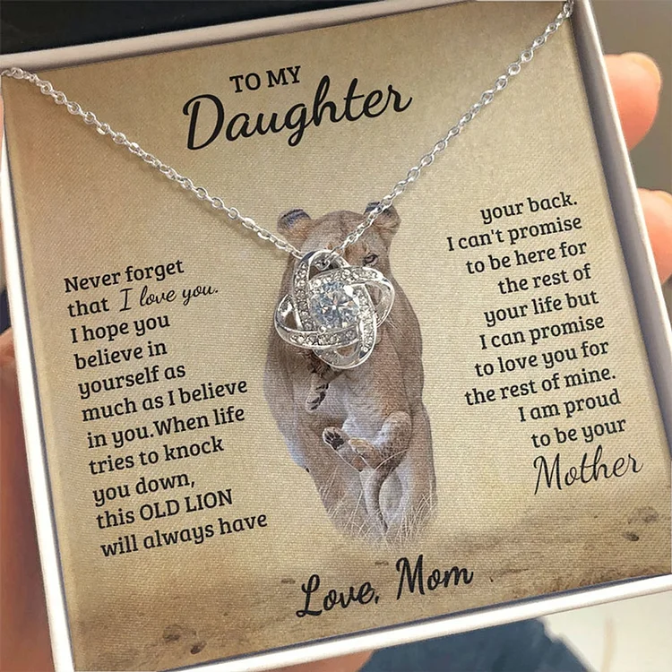 To My Daughter from Mom Love Knot Necklace "Never Forget That I Love You"