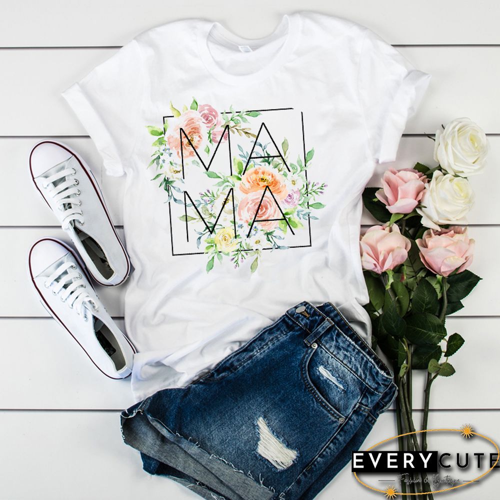Women Mama Mom Dinosaur Print Mother Clothing Tees Tops Graphic Female Ladies Womens Lady T-Shirt Tumblr T Shirt T-Shirts