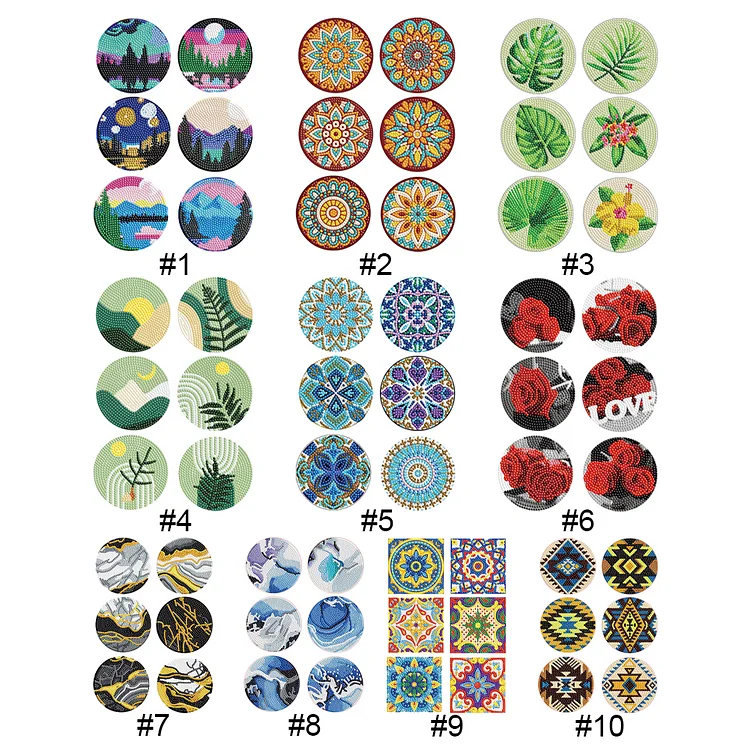 8 PCS Diamond Painting Coasters DIY Diamond Art Coasters Kit Bee Gnome