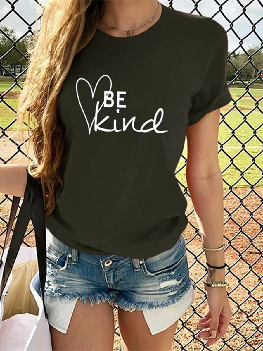 Round Neck Short Sleeves Printed T-shirt