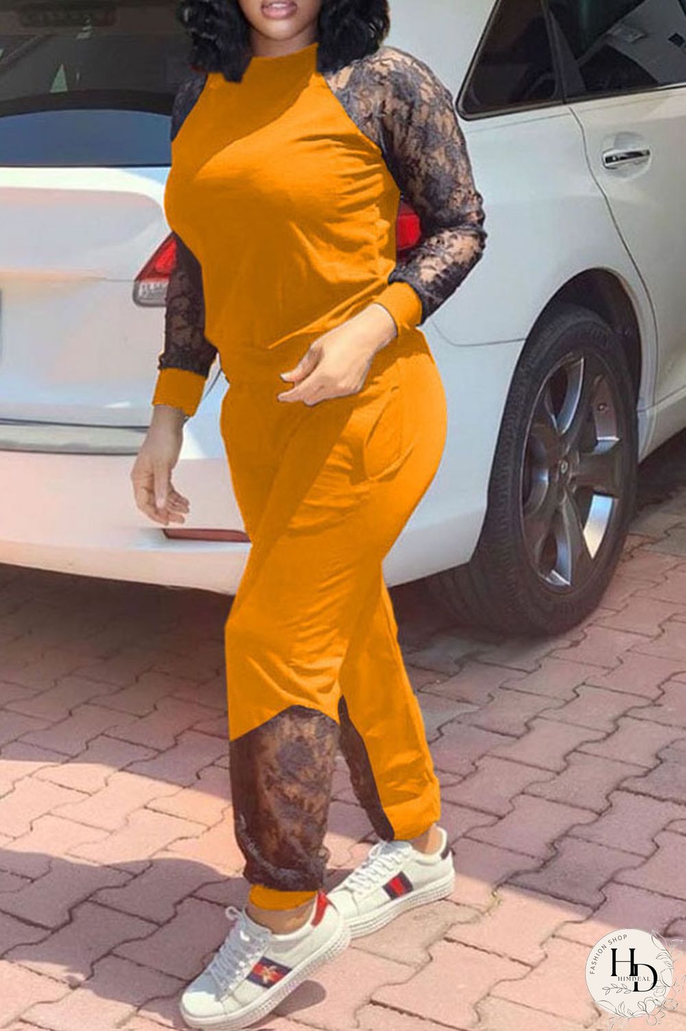 rose red Polyester Casual Solid Regular Long Sleeve Two Pieces