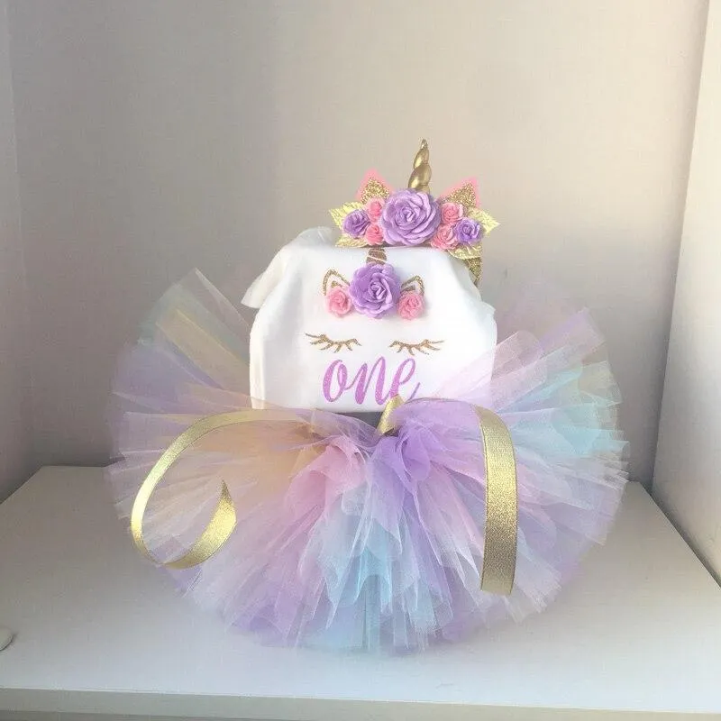 New Unicorn Dress For Baby Girls 1 Year Birthday Dress Infant Princess Party Dress Toddler Dress Children Clothing Kids Costume