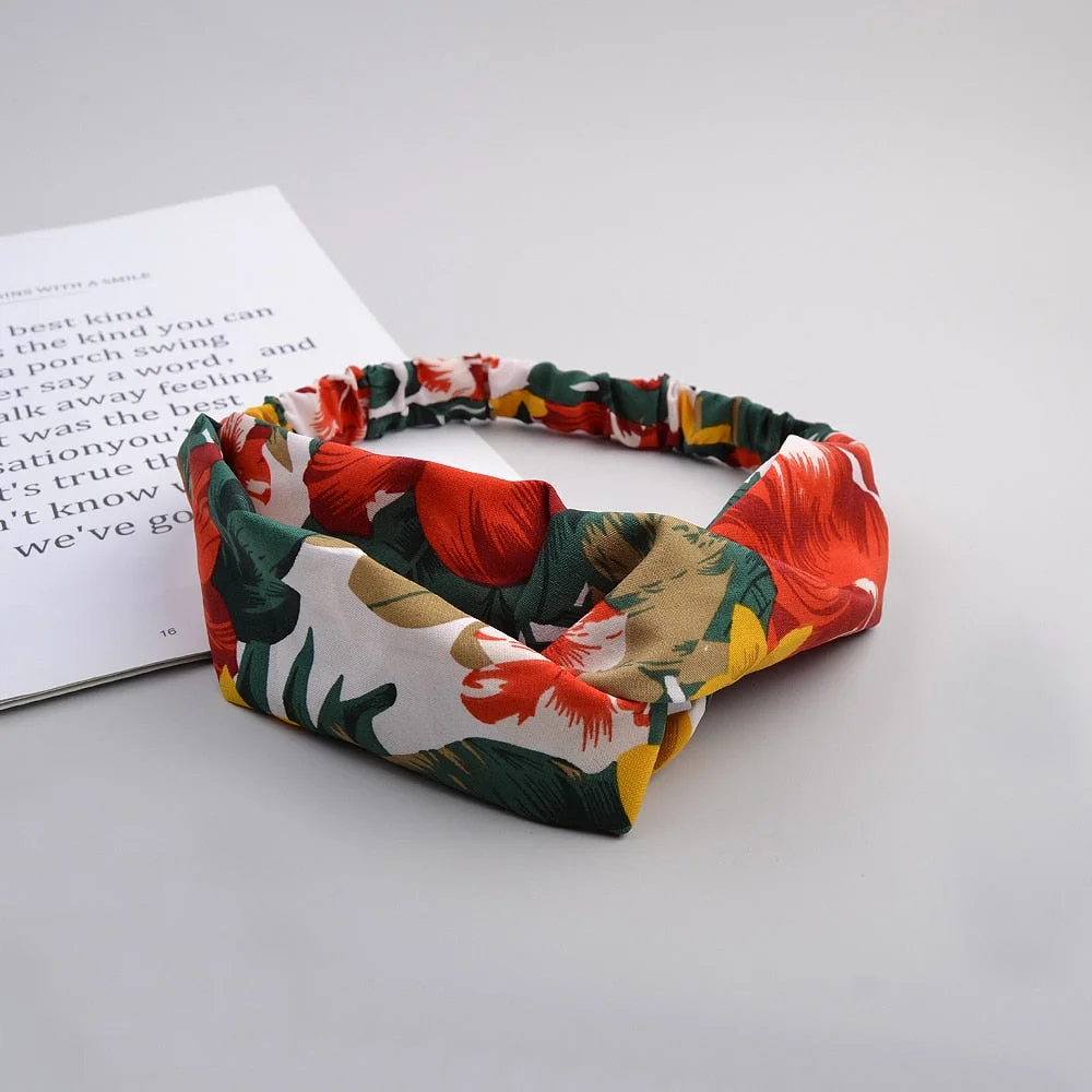 Women Headband Cross Top Knot Elastic Hair Bands Soft Solid Color Girls Hairband Hair Accessories Twisted Knotted Headwrap