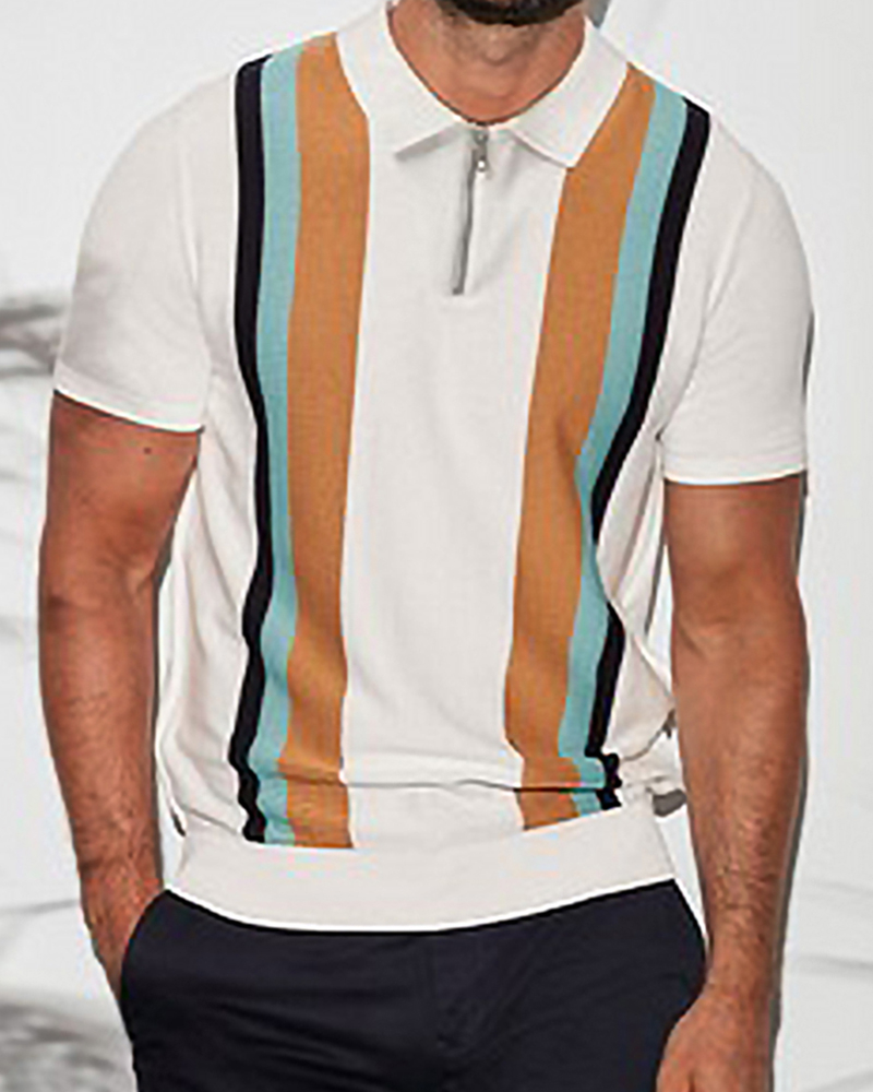 men's color block polo shirt