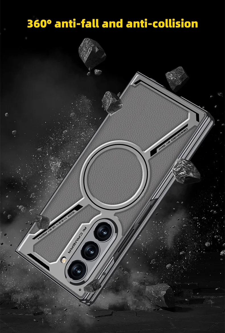 Suitable for Samsung zfold6 electroplated mobile phone case magnetic leather protective cover