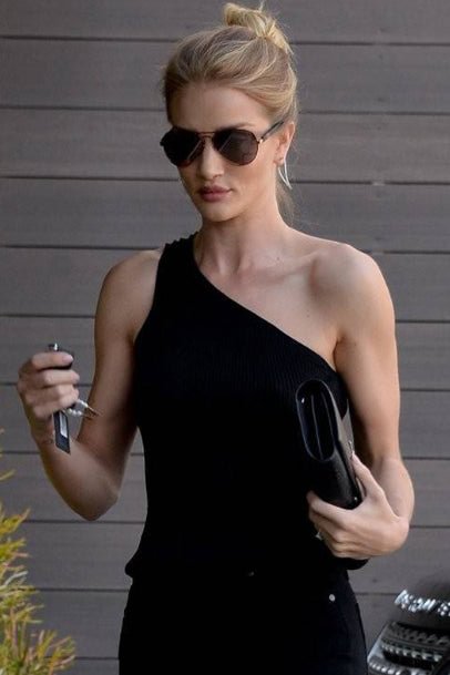 Gigi Hadid Black One Shoulder Tank Top - Life is Beautiful for You - SheChoic