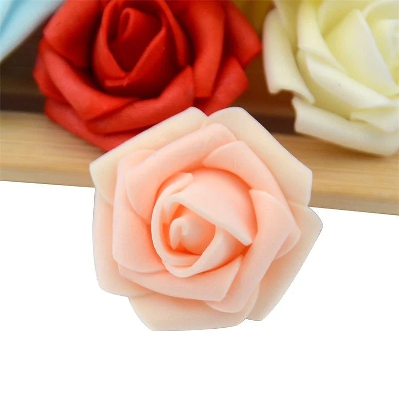 20pcs/lot 4cm Mini Artificial PE Foam Rose Flower Heads Wedding Home Decoration Handmade Diy Christmas Fake Flower Ball Craft