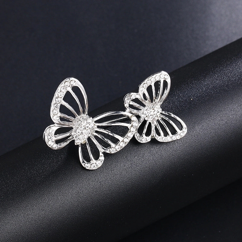 Elegant Pin Leaf Flower Butterfly Alloy Plating Inlay Rhinestones Pearl Women’S Brooches