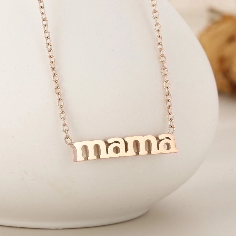 Stainless Steel 18K Gold Plated MAMA Minimalist Plating Solid Color Necklace
