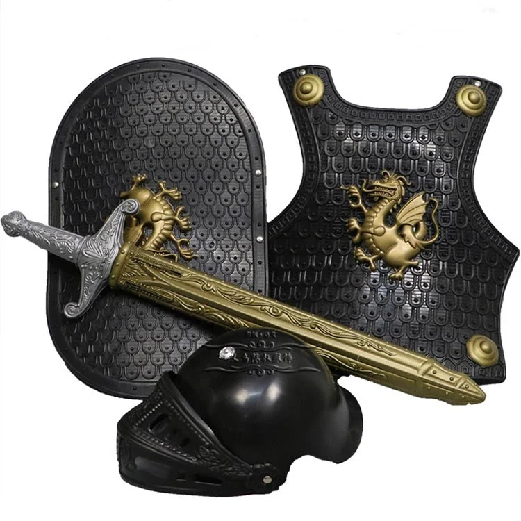 Children Knight Armor Gladiator Boy 4 Pcs Halloween Costume Set Dress Up-elleschic