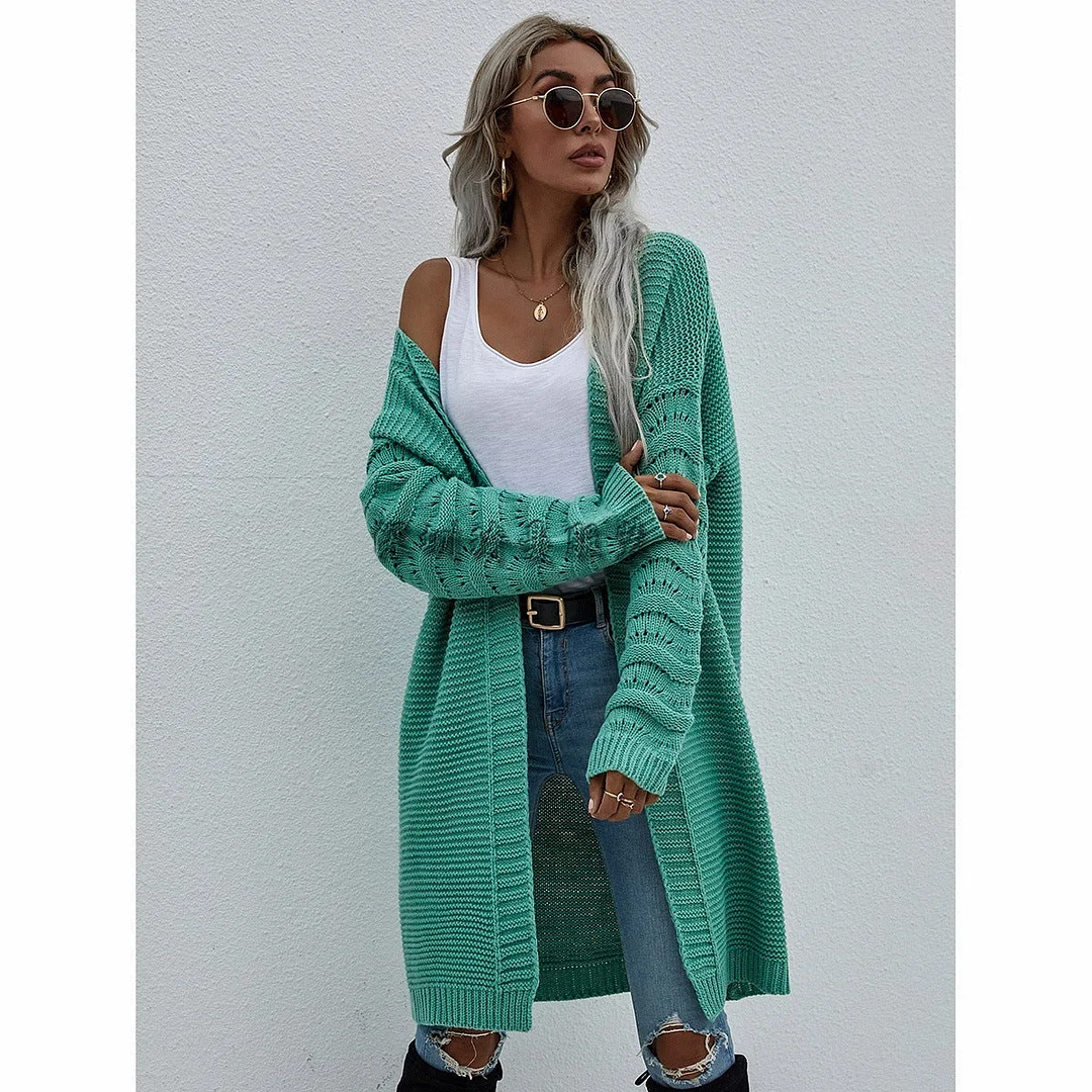 Long Cardigan Solid Color Sweater Fashion Sweater | EGEMISS