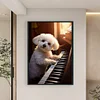 (Big Size)Puppy Playing Piano - 11CT Stamped Cross Stitch - 40*60cm - Dog