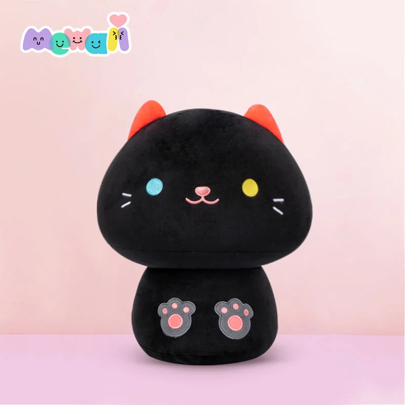 Mewaii® Mushroom Family Black Cat Kawaii Plush Pillow Squish Toy