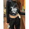 Vintage Asymmetric Long Sleeve Crop Top