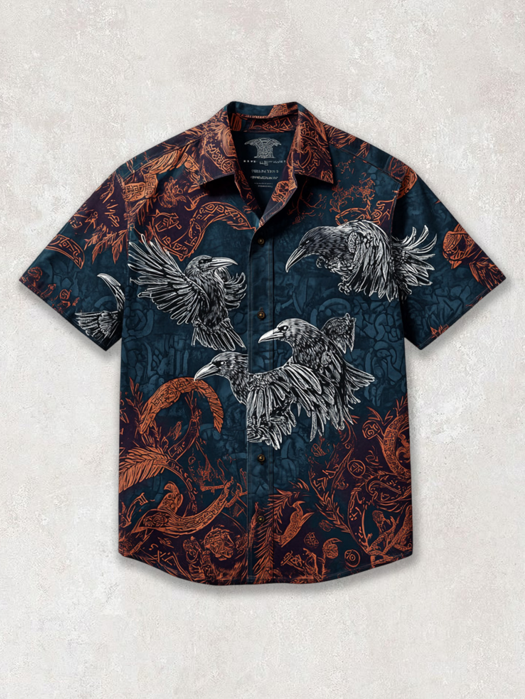 Men's Viking Mythology Celtic Knot Raven Emblem Totem Shirt