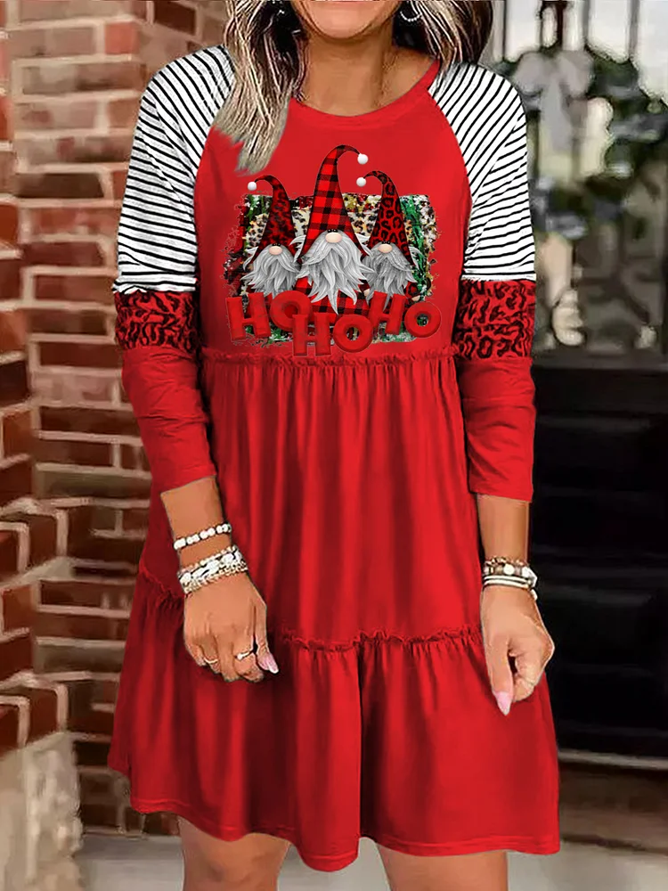 HoHoHo Gnome Christmas Print Dress