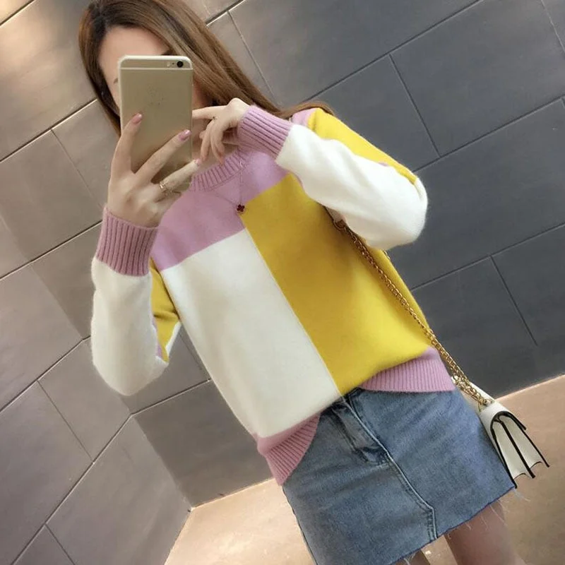 Autumn Winter Knitted Sweater Women 2020 Korean Casual Long Sleeve O-Neck Warm Pullover Sweaters Female Knit Jumpers Top