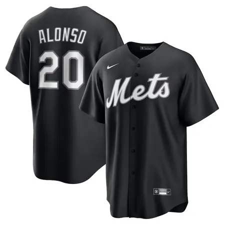 Youth New York Mets #20 Pete Alonso  Black Lights Out Replica Player Jersey