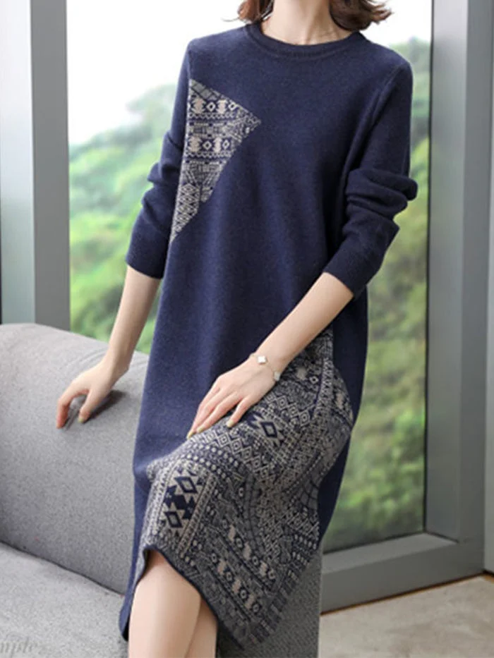 Knitted Plus Size Cozy Solid Midi Dress