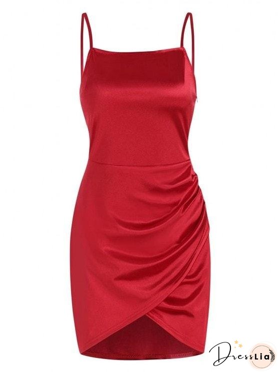 Overlap Silky Draped Slinky Slip Dress