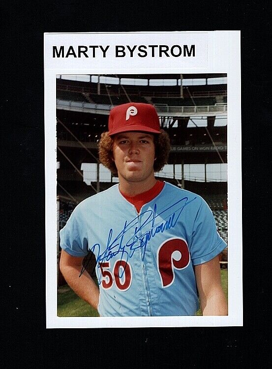 1980 MARTY BYSTROM-PHILADELPHIA PHILLIES AUTOGRAPHED COLOR 4X6 Photo Poster painting