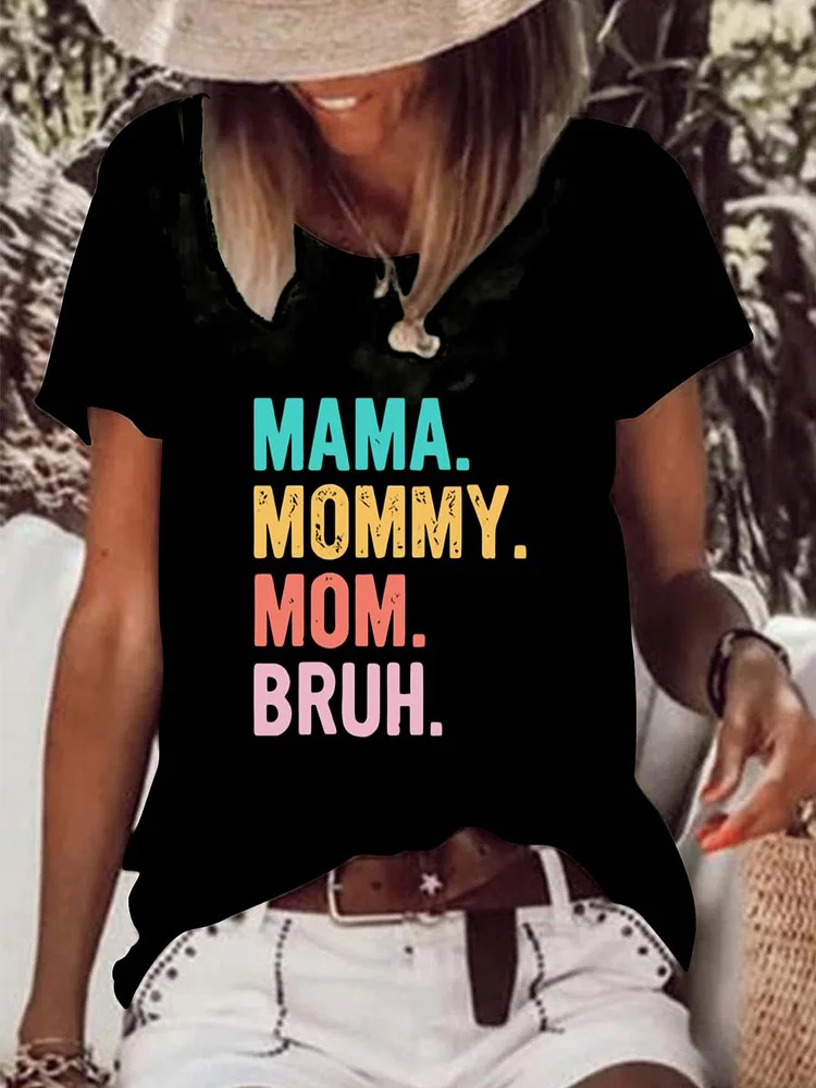 Mama mommy mom Raw Hem Tee-0025962