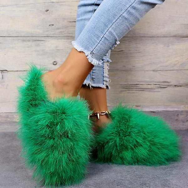 Susiecloths Colourful Fluffy Feather Winter Slippers