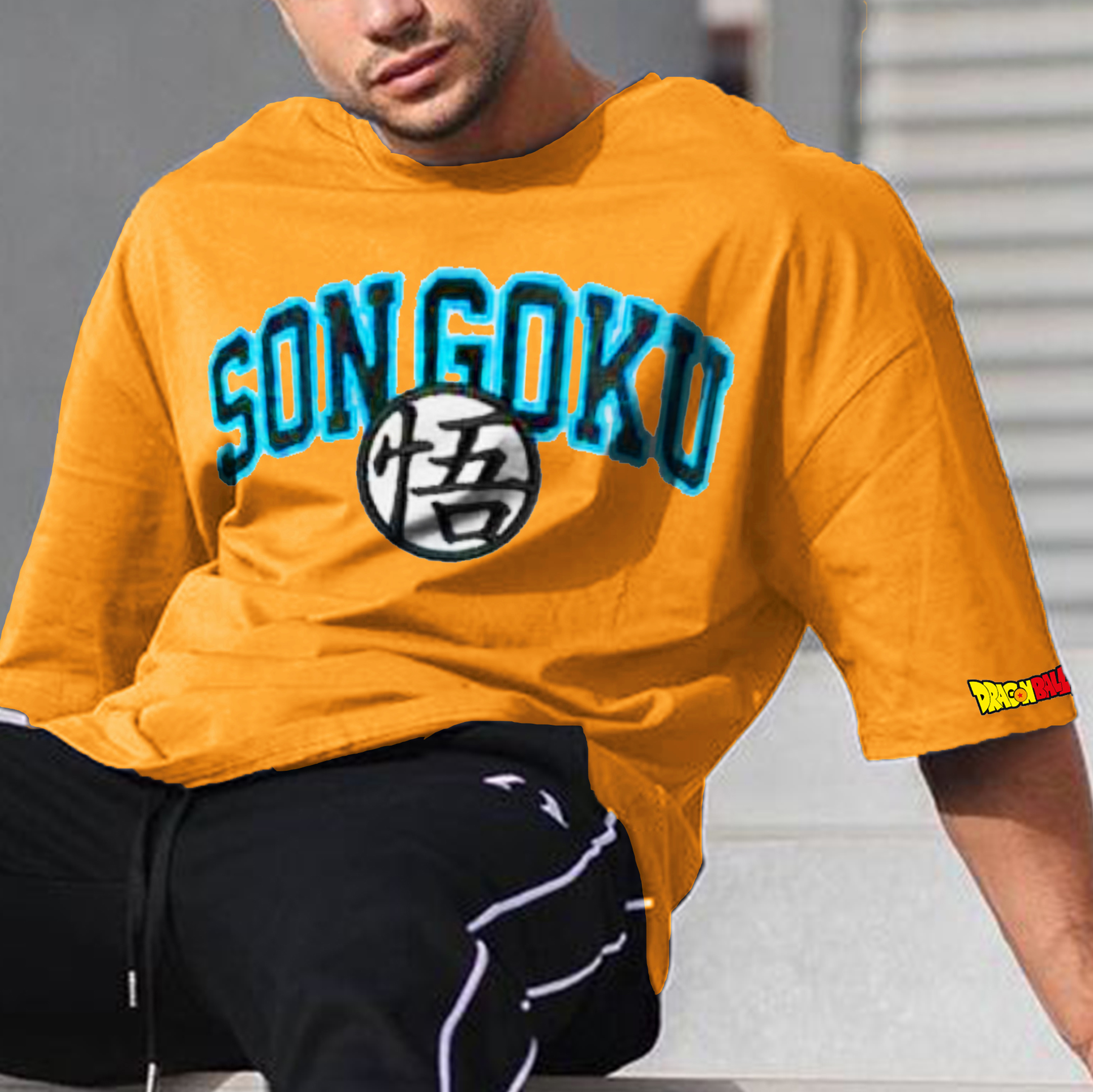 Unisex Vintage DBZ Guku Letter Print T-shirt
