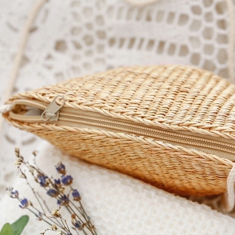 Simple Hand-woven Bag Fashion Summer Vacation Straw Bag Beach Women’s Bag 20*14*cm