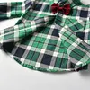 Kid Baby Boy Bow Tie Long Sleeve Plaid Set 2 Pcs