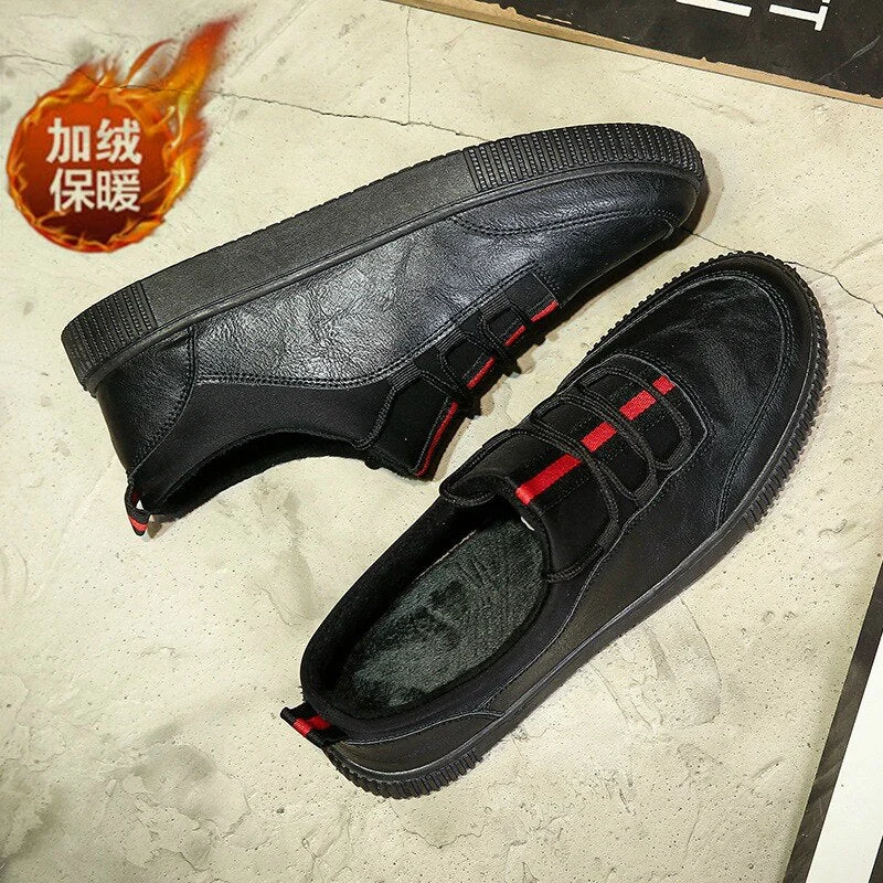 2020 New Mens PU Leather Shoes Fashion Sneakers Casual Loafers Flats Skateboarding Shoes Low Cut Trend Creepers Brand Design