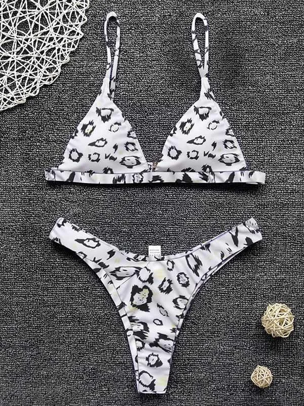 Abstract Printed Triangles Split Bikini Swimsuit