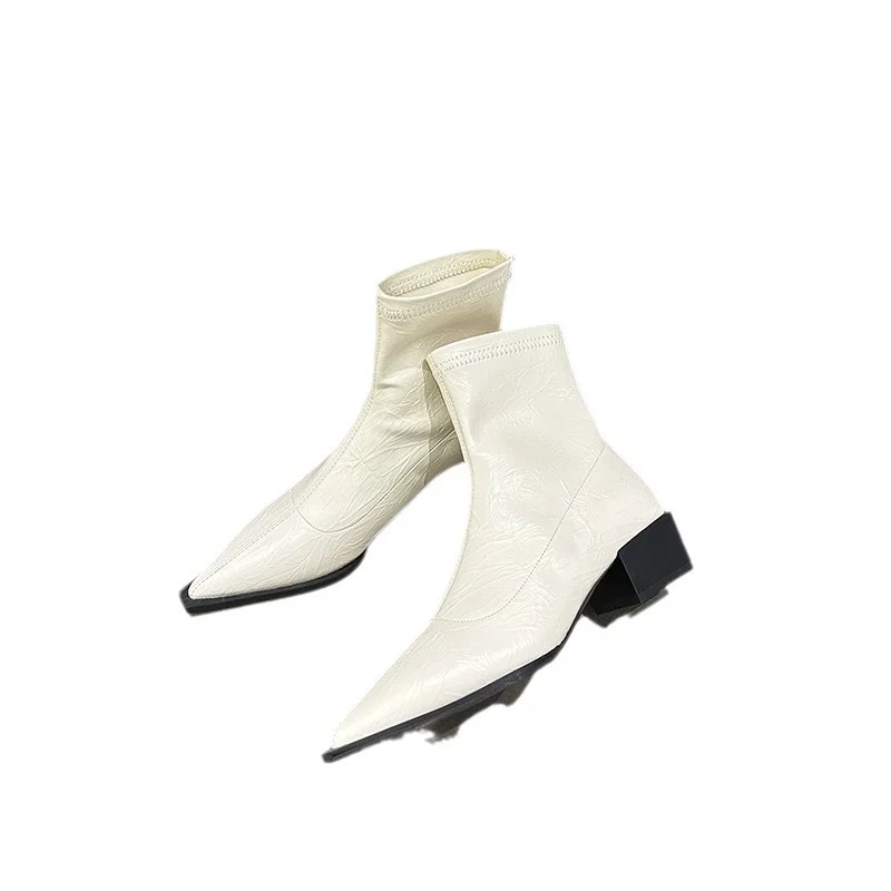 Breakj Breakj Short Boots Women's New 2023 Autumn / Winter Women's Boots Fashion Thick Heel Thin Boots Niche Design Martin Boots