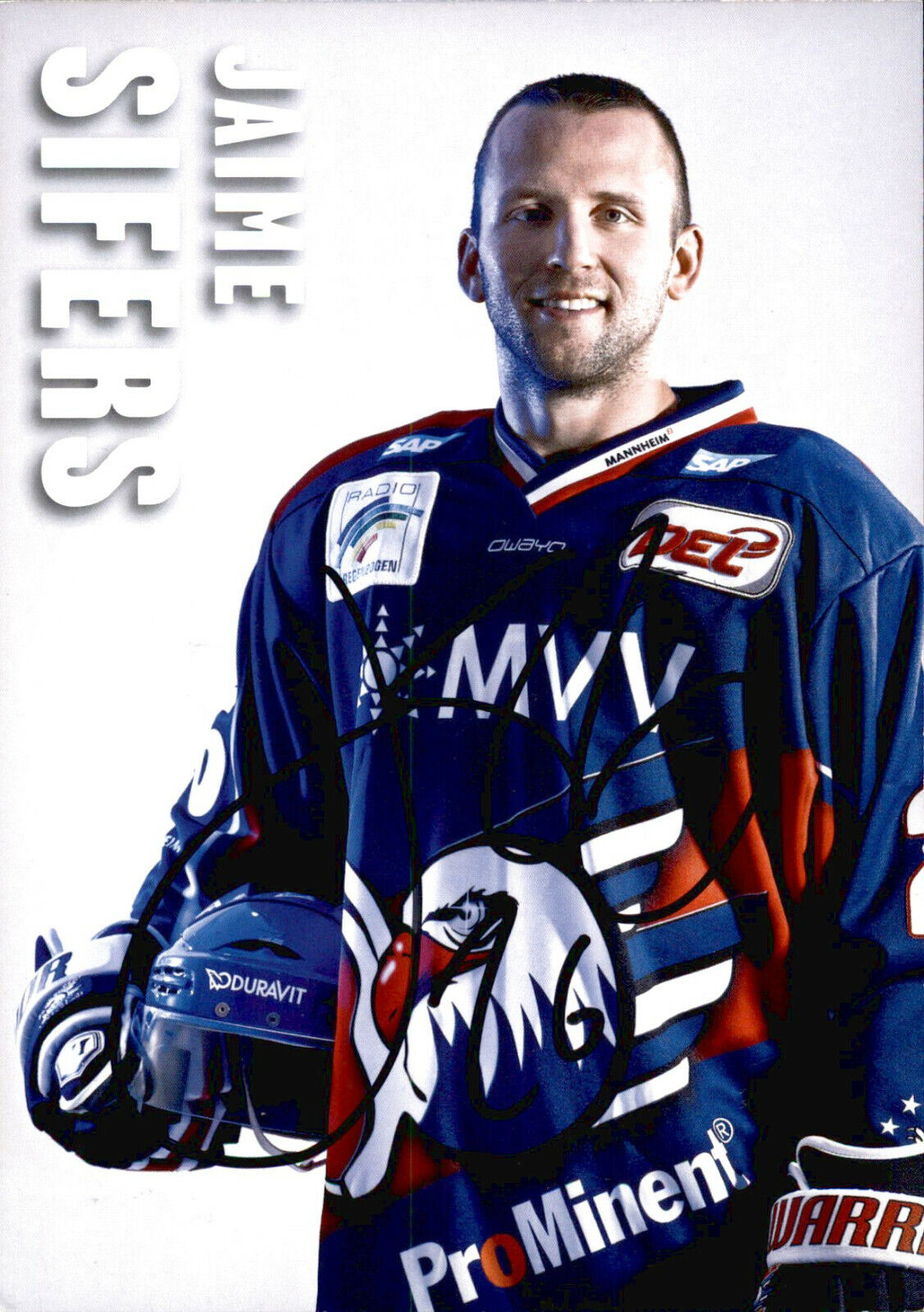 Jamie Sifers SIGNED auto 4.25 X 5.87 TEAM POST card 12/13 DIE ADLER MANNHEIM