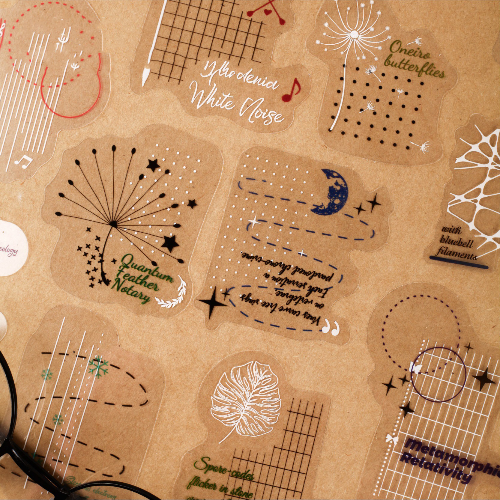 PET 스티커 - 화이트 나이트 스타 어레이 시리즈 빈티지 문 스타