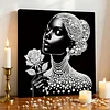 DIY Pearl Painting Rose Woman for Home Wall Decor with Frame(25x25cm)