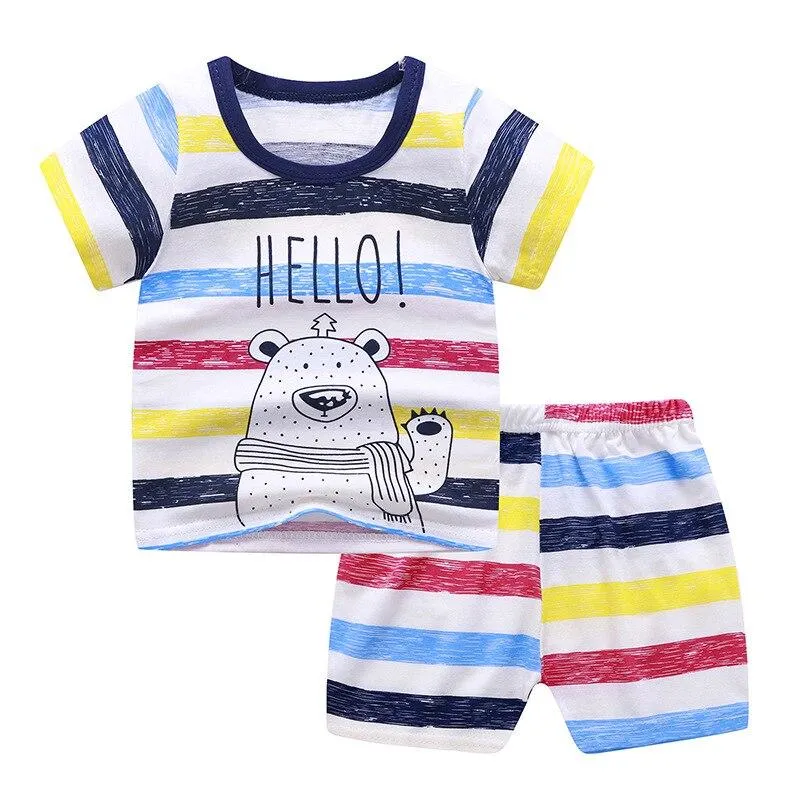 Kids Clothes Summer Infant Boy Girl Suit 2021 New Baby Cotton Sets Cute Short Toddler Dress Suit for 1-4 Years Child
